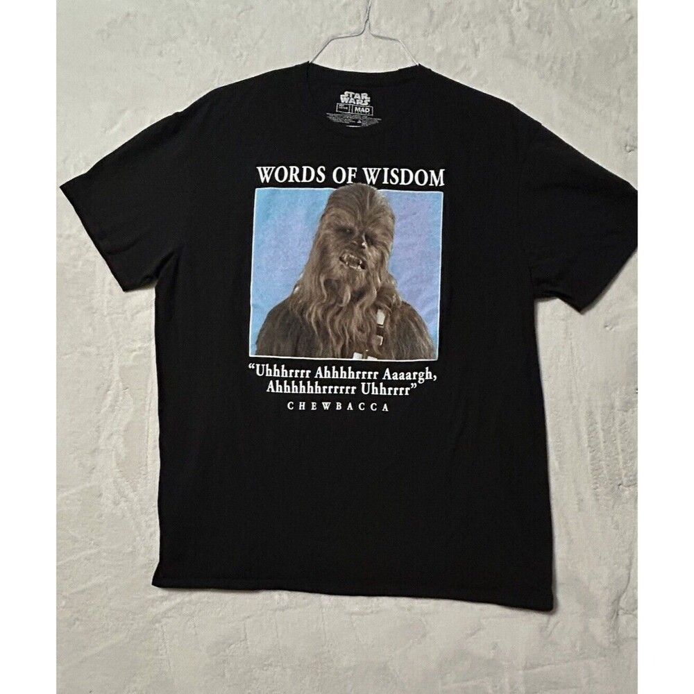 Star Wars Chewbacca Words of Wisdom Men's Black Short Sleeve T Shirt Large